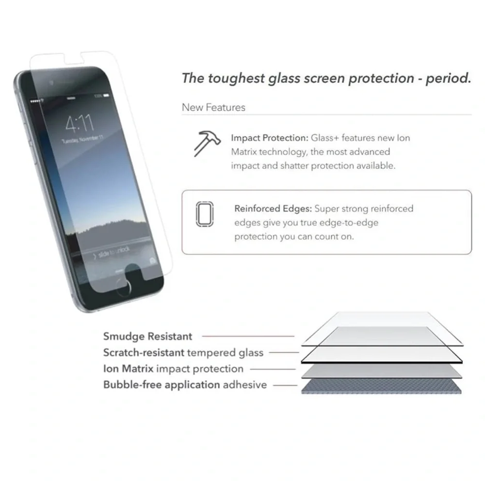 Zagg Invisible Shield Glass+ Screen Protector - iPhone 6/6s/7/8